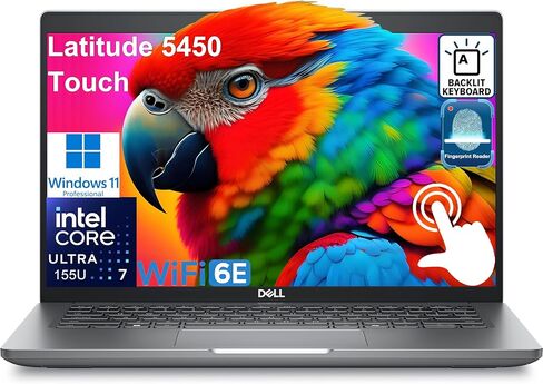 كمبيوتر محمول Dell Latitude 5450 مقاس 14 بوصة يعمل باللمس FHD للأعمال، Intel 12-Core Ultra 7 155U، ذاكرة الوصول العشوائي DDR5 سعة 32 جيجابايت، 1 تيرابايت PCIe SSD، WiFi 6E، 2 Thunderbolt 4، لوحة مفاتيح بإضاءة خلفية، قارئ بصمات الأصابع، Windows 11 Pro in Kuwait