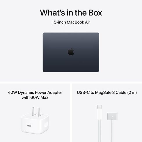 كمبيوتر محمول Apple MacBook Air مقاس 15 بوصة مزود بشريحة M5: شاشة Liquid Retina مقاس 15.3 بوصة وذاكرة موحدة سعة 24 جيجابايت ومحرك أقراص SSD سعة 512 جيجابايت وذاكرة منتصف الليل in Kuwait