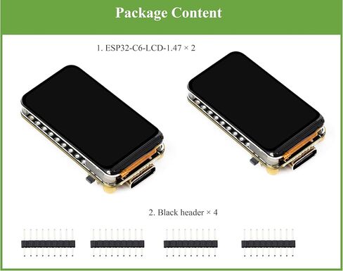 (قطعتان) لوحة تطوير العرض ESP32-C6 مقاس 1.47 بوصة، 172 × 320، لون 262 ألف، معالج أحادي النواة تردد تشغيل 160 ميجا هرتز، مع RGB LED ملون، ESP32 مع شاشة تدعم Wi-Fi 6 وBLE in Kuwait