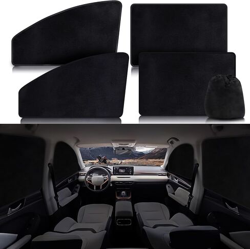 ZATOOTO 4 PCS Side Window Sun Shade Black Privacy Sunshade - Magnetic Curtain Blinds Covers - Keeps Cooler Screen for Sleeping Camping Accessories in Saudi Arabia