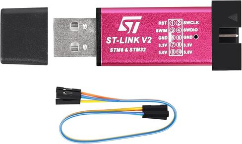 أداة تنزيل مبرمج محاكي ST-Link V2 مع كابل جهد مزدوج 3.3 فولت 5 فولت STM8 STM32 ST Link V2 للتطوير المضمن in Kuwait