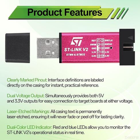 أداة تنزيل مبرمج محاكي ST-Link V2 مع كابل جهد مزدوج 3.3 فولت 5 فولت STM8 STM32 ST Link V2 للتطوير المضمن in Kuwait