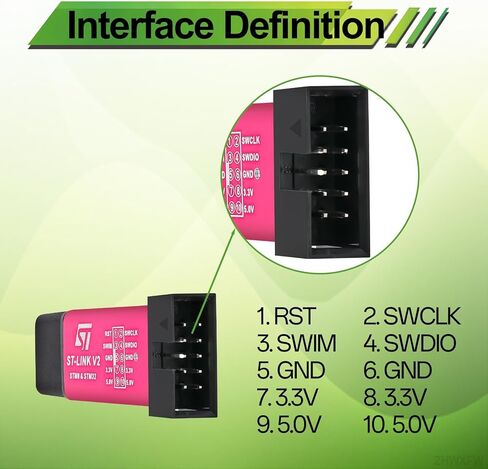 أداة تنزيل مبرمج محاكي ST-Link V2 مع كابل جهد مزدوج 3.3 فولت 5 فولت STM8 STM32 ST Link V2 للتطوير المضمن in Kuwait