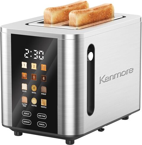 Kenmore 2-Slice Toaster, Black Stainless Steel, Extra Wide Slots, Bagel and Defrost Functions, 9 Browning Levels, Removable Crumb Tray, for Bread, Toast, English Muffin, Toaster Strudel in Kuwait