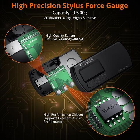 Proster 5g/0.01g Turntable Stylus Force Tracking Scale Phono Turntable Cartridge Pressure Gauge Tone Arm Scale Record Stylus Alignment with LCD Backlight for Tonearm Phono Cartridge in Saudi Arabia