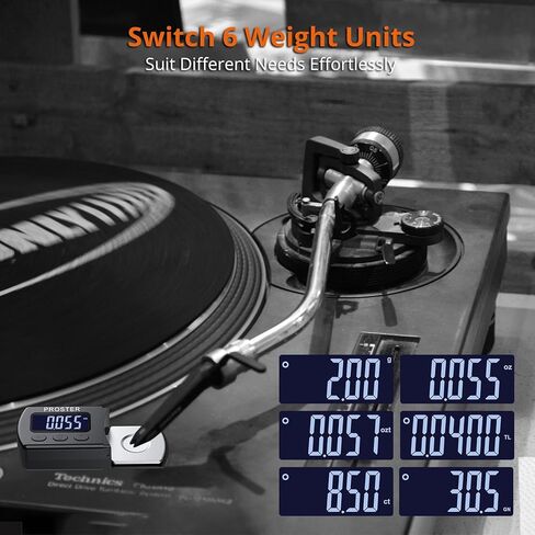 Proster 5g/0.01g Turntable Stylus Force Tracking Scale Phono Turntable Cartridge Pressure Gauge Tone Arm Scale Record Stylus Alignment with LCD Backlight for Tonearm Phono Cartridge in Saudi Arabia