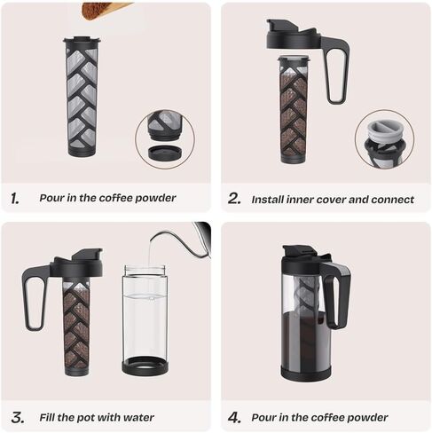 wedrink Cold Brew Coffee Maker, Glass Iced Coffee Maker Leak Proof Traitan Iced Tea Coffee Pitcher(44oz,1.3L) in Saudi Arabia