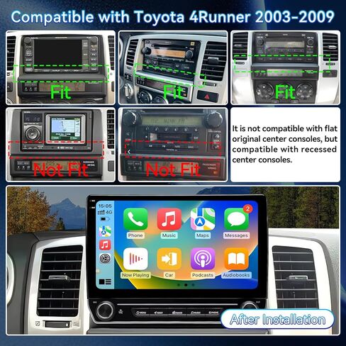 ستيريو راديو السيارة Android 14 متوافق مع Toyota 4Runner 2003-2009، شاشة لمس 10 بوصات CarPlay اللاسلكية ونظام Android التلقائي لتحديد المواقع والملاحة راديو FM ترقية بلوتوث HD كاميرا احتياطية 2 جيجابايت + 64 جيجابايت in Kuwait