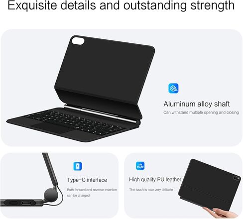 Magic Keyboard Case for Huawei MateBooke E 12.6-Inch 2023 Model:DRR-W76 English Wireless Key Backlit Keyboard Case with Trackpad Floating Cantilever Stand Multi-Touch Trackpad (Black) in Kuwait