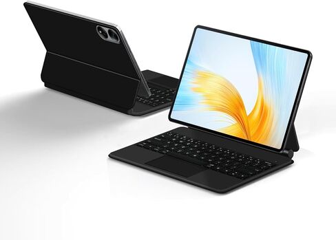 حافظة لوحة المفاتيح السحرية لجهاز Honor Pad GT Pro (12.3 بوصة) ROD2-W69 حافظة لوحة مفاتيح بإضاءة خلفية لاسلكية باللغة الإنجليزية مع لوحة تتبع عائمة ناتئ حامل لوحة تتبع متعددة اللمس لـ Honor GT Pro (أسود) in Kuwait