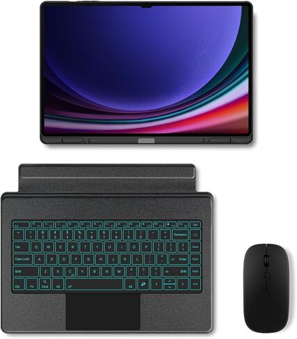 Split Keyboard Case for Samsung Galaxy Tab S8 Ultra S9 Ultra S10 Ultra 14.6-inch Case and Keyboard Smart Touchpad Magnetic Detachable Keyboard Cover, Bluetooth Connection, Free Mouse (Black in Kuwait