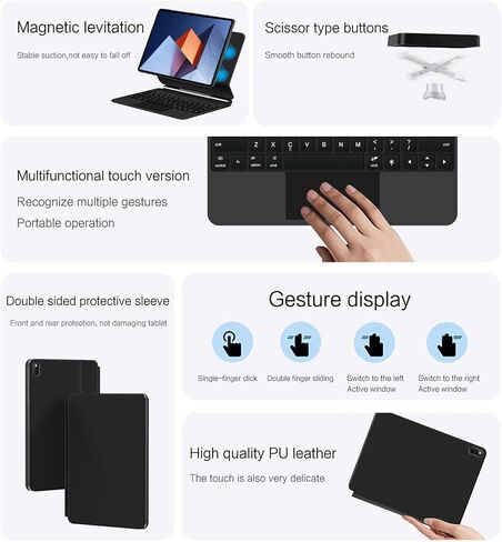 Magic Keyboard Case for Honor Magic Pad 2 12.3-Inch 2023 Model:ROD2-W09 English Wireless Key Backlit Keyboard Case with Trackpad Floating Cantilever Stand Multi-Touch Trackpad (Black) in Kuwait