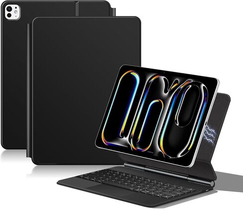حافظة لوحة مفاتيح سحرية ذات اتصال مادي لجهاز iPad Air 13(M3 2025/M2 2024) وiPad Pro 12.9(6th/5th/4th/3rd Gen) لوحة مفاتيح بإضاءة خلفية مغناطيسية متعددة اللمس لجهاز iPad Pro 13 بوصة 2024 (M4) (أسود) in Kuwait