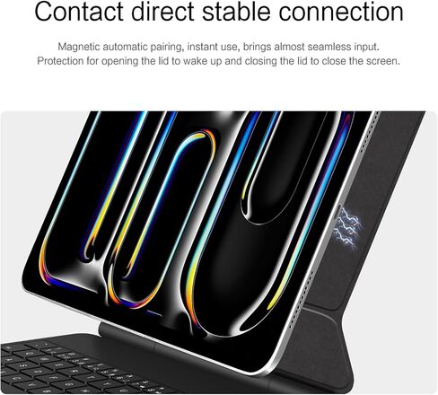 حافظة لوحة مفاتيح سحرية ذات اتصال مادي لجهاز iPad Air 13(M3 2025/M2 2024) وiPad Pro 12.9(6th/5th/4th/3rd Gen) لوحة مفاتيح بإضاءة خلفية مغناطيسية متعددة اللمس لجهاز iPad Pro 13 بوصة 2024 (M4) (أسود) in Kuwait