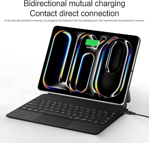 حافظة لوحة مفاتيح سحرية ذات اتصال مادي لجهاز iPad Air 13(M3 2025/M2 2024) وiPad Pro 12.9(6th/5th/4th/3rd Gen) لوحة مفاتيح بإضاءة خلفية مغناطيسية متعددة اللمس لجهاز iPad Pro 13 بوصة 2024 (M4) (أسود) in Kuwait
