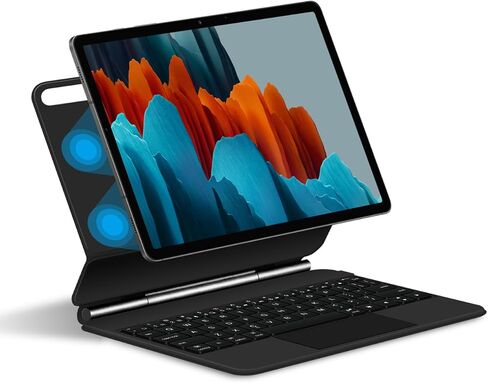 Magic Keyboard Case for Samsung Galaxy Tab S9 FE+ Plus 12.4inch SM-X610/SM-X616B English Wireless Keyboard Case with Trackpad Floating Cantilever Stand Multi-Touch Trackpad(Black) (Standard Touchpad) in Kuwait