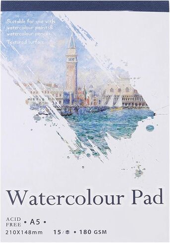 Watercolor Paper Pad, A4/A5 Artist Sketch Book 15 Sheets Watercolor Paper Notepad for Painting Drawing Watercolor Painting Art Notebook Pad for Wet and Mixed Media(A4) in Kuwait