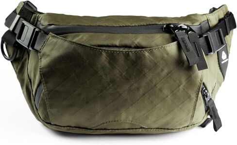 حقيبة حزام Falcon2L PRO Fanny Pack Crossbody للرجال والنساء، حقيبة متينة رفيعة الخصر للسفر والجري والمشي لمسافات طويلة ومشي الكلاب، حزمة قابلة للتوسيع مقاومة للماء مع حزام قابل للتعديل، زيتوني عسكري in Kuwait