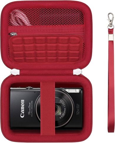 حقيبة حمل لكاميرا Canon PowerShot IXY 650/ELPH 360، وحقيبة تخزين واقية ELPH 360 HS وحقيبة سفر مع حزام معصم، وجيب شبكي لحزمة البطارية، وكابل USB، وردي in Kuwait