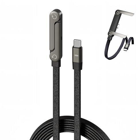 كابل شحن غير مرئي 2 في 1 - سلك شاحن USB-C متعدد الزوايا قابل للتعديل (4.9 قدم) مع شحن سريع 240 وات للهواتف الذكية والأجهزة اللوحية وأجهزة الكمبيوتر المحمولة وأجهزة الألعاب in Kuwait
