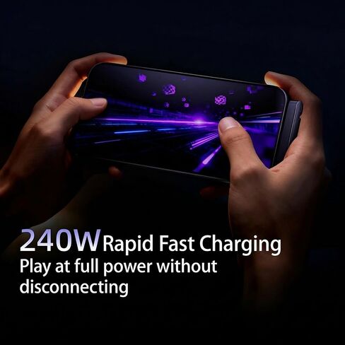 كابل شحن غير مرئي 2 في 1 - سلك شاحن USB-C متعدد الزوايا قابل للتعديل (4.9 قدم) مع شحن سريع 240 وات للهواتف الذكية والأجهزة اللوحية وأجهزة الكمبيوتر المحمولة وأجهزة الألعاب in Kuwait