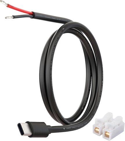 كابل طاقة USB-C إلى الأسلاك العارية، 20AWG 1M/3.3FT DIY سلك طاقة منخفض الجهد مع موصلات أسلاك نحاسية سريعة، قابس ذكر من النوع C 5V 5A لشريط LED، Arduino، مشاريع الإلكترونيات، حزمة واحدة in Kuwait