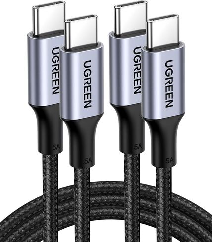 شاحن سريع UGREEN 45W GaN ذو 3 منافذ + كابل شحن سريع 100W USB-C إلى USB-C (عبوتان) - حزمة شحن فائقة PD/PPS عالمية لأجهزة الكمبيوتر المحمول والهاتف والكمبيوتر اللوحي in Kuwait