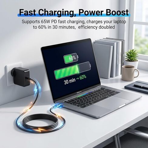 65W USB C Charger Compatible with ASUS ROG Ally X R1 Z1 Xbox Extreme Steam Deck,for Nintendo Switch OLED/Lite,for Dell XPS/Latitude/Precision in Kuwait