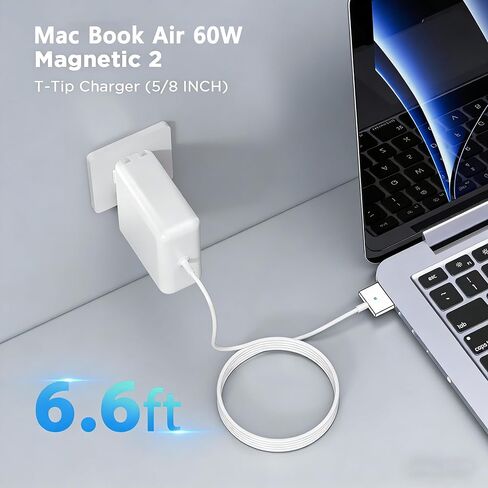 شاحن 60 وات لجهاز MacBook Pro، شاحن محول طاقة مغناطيسي 60 وات على شكل حرف T بديل لجهاز Mac Pro/air 11/13 بوصة (ينطبق على 2012-2017) in Kuwait