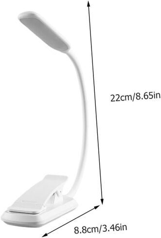 مصباح قراءة LED قابل لإعادة الشحن عبر USB مع مشبك، ضوء كتاب مكتبي للعناية بالعين، أبيض 88 × 40 × 220 مم للقراءة الليلية والاستخدام بجانب السرير in Kuwait