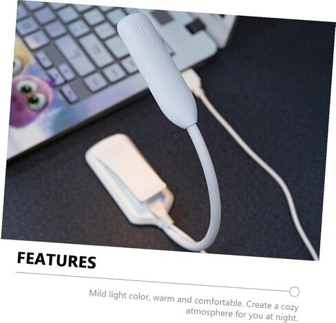 مصباح قراءة LED قابل لإعادة الشحن عبر USB مع مشبك، ضوء كتاب مكتبي للعناية بالعين، أبيض 88 × 40 × 220 مم للقراءة الليلية والاستخدام بجانب السرير in Kuwait