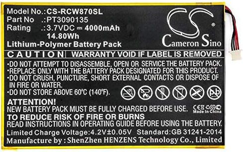 Replacement Battery for RCA RCT6303W87DK, RCT6513W87, RCT6513W87M, RCT6K03W13, Viking Pro, Viking Pro 10, Viking Pro 10.1", W101 Cambio, W101SA23T1 4000mAh in Kuwait