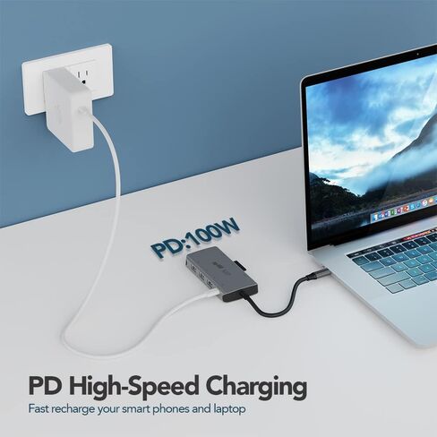 Mobile Pixels 8 في 1 USB C Hub/محول/دونجل USB 3.0، منفذ إيثرنت، منفذ HDMI 4K، فتحة بطاقة SD، فتحة بطاقة Micro SD، منفذ شحن USB-C، محمول لجميع أجهزة الكمبيوتر المحمولة من النوع C (رمادي فضائي) in Kuwait