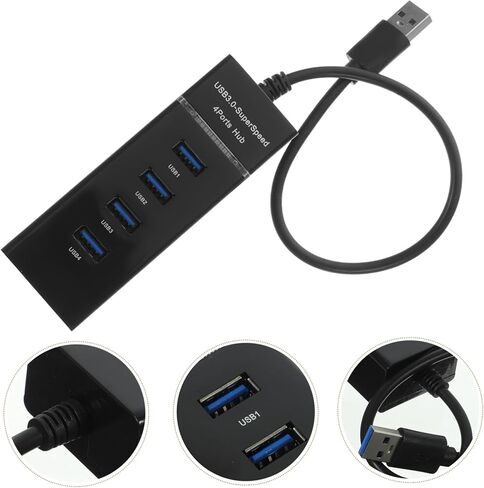 منافذ USB Hub Splitter محول متعدد التوسع مع مؤشر LED للحماية من التحميل الزائد متوافق مع نظام التشغيل Windows ودعم USB الخلفي in Kuwait
