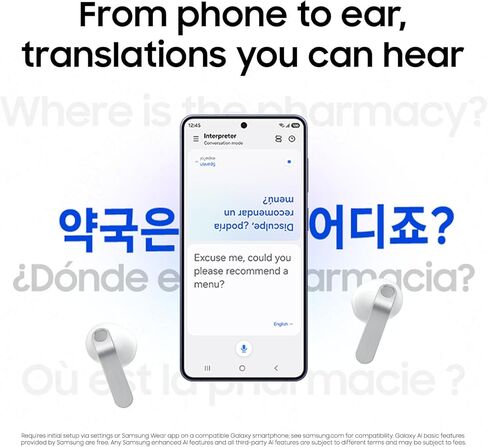 سماعات أذن Samsung Galaxy Buds 4 (2026) AI True Wireless Bluetooth، إلغاء الضوضاء، صوت عالي الدقة، مكبر صوت أحادي الاتجاه، ملاءمة جديدة، IP54، ترجمة حية، أسود (متجدد) in Kuwait