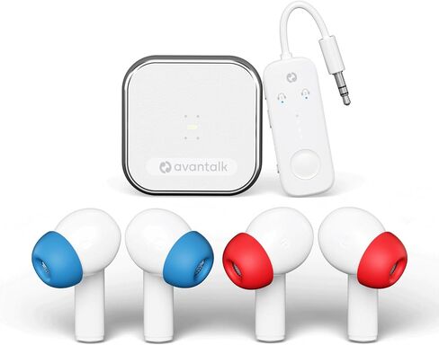 Avantalk Sky Infinity NC Auracast Wireless Bluetooth Earbuds - Long Battery Life Noise Cancelling Headphones with aptX Adaptive, Dual Pair for Airplane, Share Audio via Plug & Play Transmitter in Kuwait