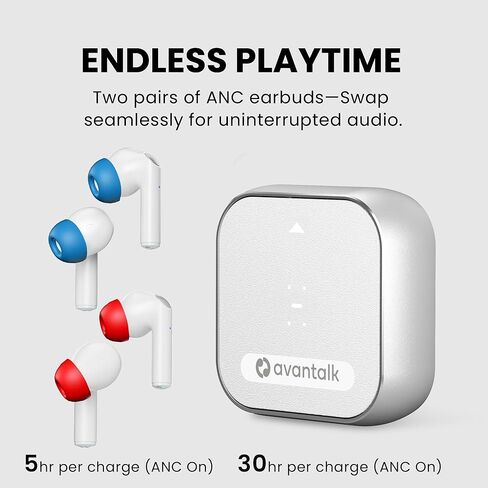 Avantalk Sky Infinity NC Auracast Wireless Bluetooth Earbuds - Long Battery Life Noise Cancelling Headphones with aptX Adaptive, Dual Pair for Airplane, Share Audio via Plug & Play Transmitter in Kuwait