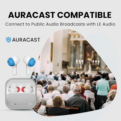 Avantalk Sky Infinity NC Auracast Wireless Bluetooth Earbuds - Long Battery Life Noise Cancelling Headphones with aptX Adaptive, Dual Pair for Airplane, Share Audio via Plug & Play Transmitter in Kuwait