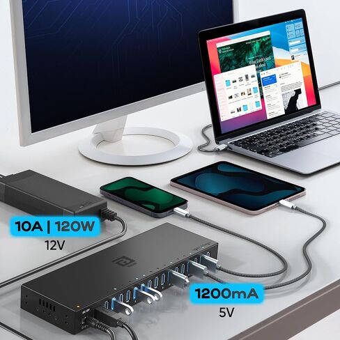 محور USB 3.0 يعمل بـ 16 منفذًا، محور توسيع USB لسطح المكتب مع نقل بيانات عالي السرعة بسرعة 5 جيجابت في الثانية، مقسم USB من الألومنيوم لأجهزة متعددة، محول طاقة تيار متردد متضمن لاستخدام الكمبيوتر والكمبيوتر المحمول in Kuwait