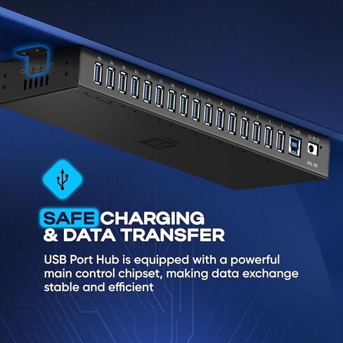 محور USB 3.0 يعمل بـ 16 منفذًا، محور توسيع USB لسطح المكتب مع نقل بيانات عالي السرعة بسرعة 5 جيجابت في الثانية، مقسم USB من الألومنيوم لأجهزة متعددة، محول طاقة تيار متردد متضمن لاستخدام الكمبيوتر والكمبيوتر المحمول in Kuwait