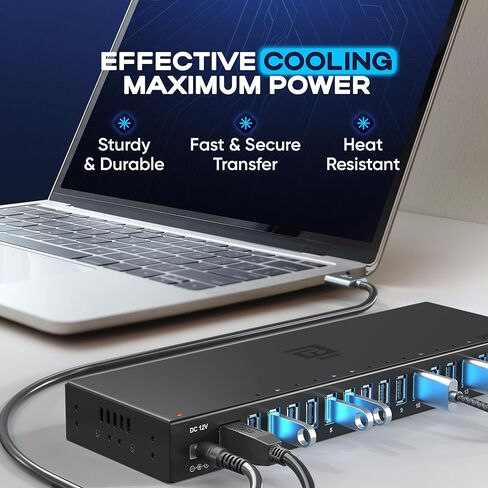 محور USB 3.0 يعمل بـ 16 منفذًا، محور توسيع USB لسطح المكتب مع نقل بيانات عالي السرعة بسرعة 5 جيجابت في الثانية، مقسم USB من الألومنيوم لأجهزة متعددة، محول طاقة تيار متردد متضمن لاستخدام الكمبيوتر والكمبيوتر المحمول in Kuwait