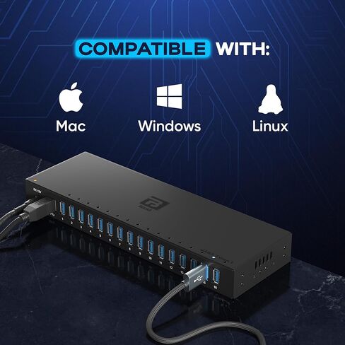 محور USB 3.0 يعمل بـ 16 منفذًا، محور توسيع USB لسطح المكتب مع نقل بيانات عالي السرعة بسرعة 5 جيجابت في الثانية، مقسم USB من الألومنيوم لأجهزة متعددة، محول طاقة تيار متردد متضمن لاستخدام الكمبيوتر والكمبيوتر المحمول in Kuwait