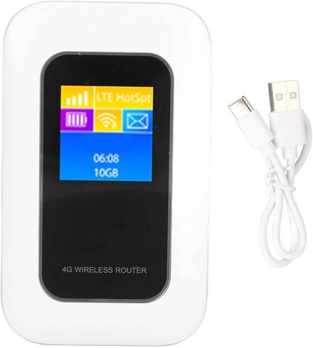 جهاز توجيه واي فاي محمول من سوراندي، نقطة اتصال واي فاي متنقلة 4G LTE، نقطة اتصال بفتحة بطاقة SIM، سرعة تنزيل 150 ميجابت في الثانية مع دعم 10 مستخدمين، مثالي للسفر، B1 B3 B5 B7 B8 B20 B38 B40 B41 in Kuwait
