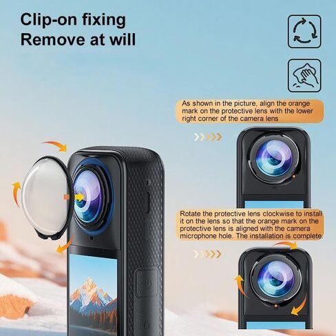 واقي عدسة لجهاز Insta360 X5، غطاء واقي عدسة زجاجي مقوى عالي الشفافية لجهاز Insta 360 X5، ملحقات كاميرا واقية مضادة للخدش، تصميم قفل ملتوي (عبوتان) in Kuwait