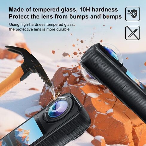 واقي عدسة لجهاز Insta360 X5، غطاء واقي عدسة زجاجي مقوى عالي الشفافية لجهاز Insta 360 X5، ملحقات كاميرا واقية مضادة للخدش، تصميم قفل ملتوي (عبوتان) in Kuwait