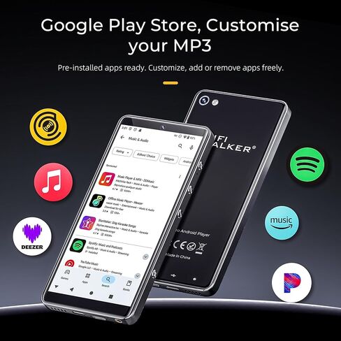 مشغل MP3 HIFI WALKER G7 Pro Android 13 مع Spotify، مشغل وسائط محمول بشاشة لمس 5.2 بوصة عالية الدقة مع واي فاي بلوتوث، كاميرا مزدوجة، مكبر صوت، Google Play، وحدة تخزين قابلة للتوسيع للأطفال والكبار (160 جيجابايت) in Kuwait