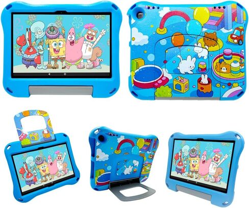 Fire HD 8 Tablet Case for Kids,Amazon Fire HD 8 Case(2024/2022/2020 Release,12th/10th Gen).Lightweight Shockproof Kid-Friendly Cover with Handle & Kickstand.Un Fit for HTC 8 TCL Onn 8in Tablet.(Blue) in Kuwait