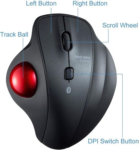 SANWA Tb130 ماوس كرة التتبع بلوتوث + مجموعة لوحة مفاتيح رقمية، ماوس كرة دوارة صامتة، 4 نقطة في البوصة قابلة للتعديل، قابلة لإعادة الشحن بعشرة مفاتيح لاسلكية محمولة، متوافقة مع ماك بوك، ويندوز، الكمبيوتر المحمول، iOS in Kuwait
