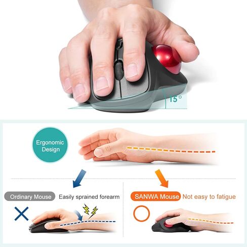 SANWA Tb130 ماوس كرة التتبع بلوتوث + مجموعة لوحة مفاتيح رقمية، ماوس كرة دوارة صامتة، 4 نقطة في البوصة قابلة للتعديل، قابلة لإعادة الشحن بعشرة مفاتيح لاسلكية محمولة، متوافقة مع ماك بوك، ويندوز، الكمبيوتر المحمول، iOS in Kuwait