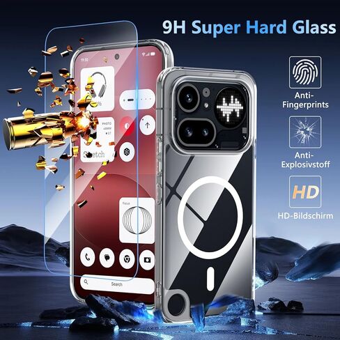 OWKEY Magnetic for Nothing Phone (4a) Pro Case with Screen Protector, [Not-Yellowing] Military-Grade Protection Shockproof Protective Cover Case for Nothing Phone (4a) Pro, Clear in Kuwait